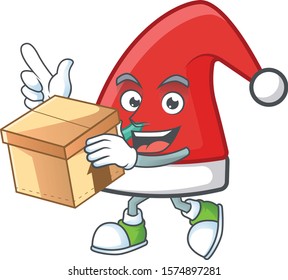 With box Super Funny santa claus hat cartoon character style