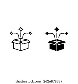 box, surprise, gift icon set color editable on white background