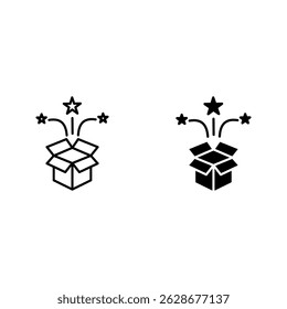 box, surprise, gift icon set color editable on white background