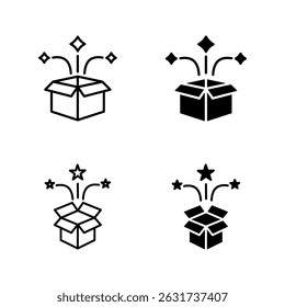 box, surprise, gift icon set color editable on white background
