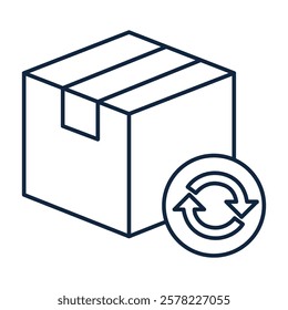 Box with Sync Icon. Product Synchronization and Inventory Update Icon. Illustration for Supply Chain Management Concept.