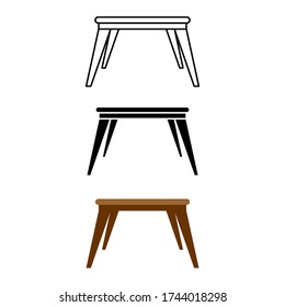 Box table icon of 3 types: color, black and white, outline. Isolated vector sign symbol.