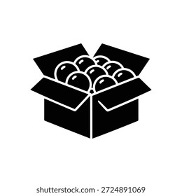 Box of table tennis balls black and white vector icon for ping pong equipment and sport design