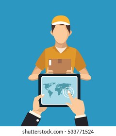 Box tablet and man of delivery concept design