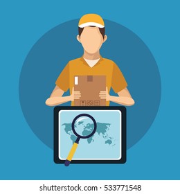 Box tablet and man of delivery concept design