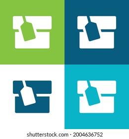 Box With Tag Flat four color minimal icon set