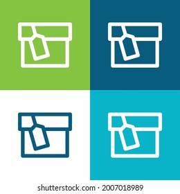 Box With Tag Flat four color minimal icon set