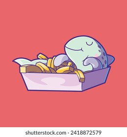 Box of take-out food of Fish and Chips vector illustration. Food, fast food design concept.