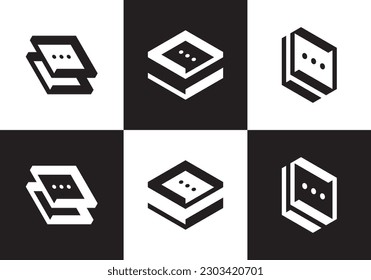 box talk logo. online chat logo communication concept symbol icon design.