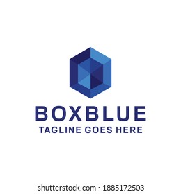 Box Technology Icon. blue app Vector Modern Symbol. Company Logo Design Inspiration.