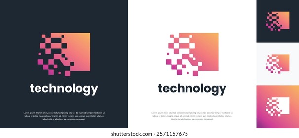 Box technology logo design. Box technology connection logo template. Technology logo symbol icon