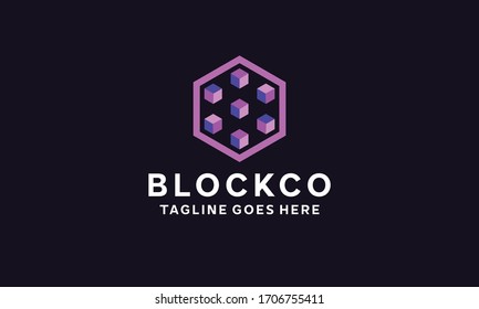 Box Technology Logo Design Vector. Modern Blockchain Symbol and Media icon for Company.