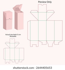 Box Template Die cut Design for Cosmetic and Perfume Packaging  - Snap Lock Bottom