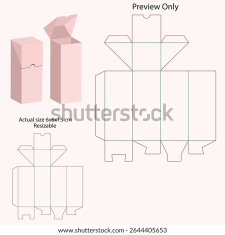 Box Template Die cut Design for Cosmetic and Perfume Packaging  - Snap Lock Bottom