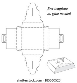 Box template with handle, no glue needed. Vector illustration