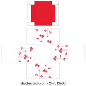 Box template with hearts