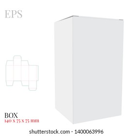 Box Template, Vector with die cut / laser cut layers. White, clear, blank, isolated Box mock up isolated on white background with perspective view, Packaging Design