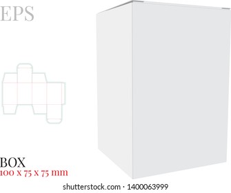 Box Template, Vector with die cut / laser cut layers. White, clear, blank, isolated Box mock up isolated on white background with perspective view, Packaging Design
