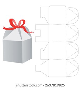 Box Template, vector illustration. Festive box. Under a cut. Retail Box with Blueprint Template. Mock up for laser or plotter cutting. Vector illustration