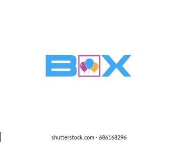 BOX text logo with balloons