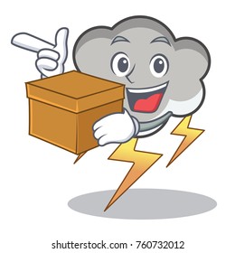 With box thunder cloud character cartoon