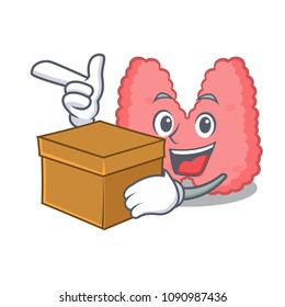With box thyroid character cartoon style