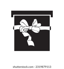 Box tied with a ribbon with a big bow