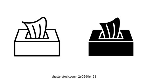 Box tissue flat Icons in line outline and flat solid style on white background