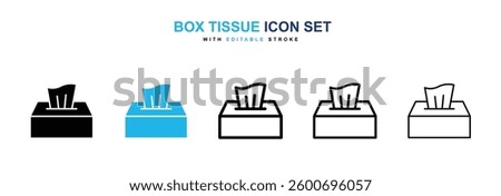 Box tissue icons graphics set in black and blue colors