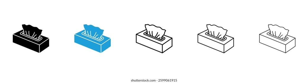 Box tissue icons vector illustrations in black and blue colors for web and ui designs