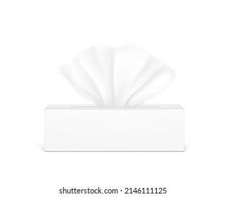 Box with tissue mockup. Vector illustration isolated on white background. Can be use for template your design, presentation, promo, ad. EPS10.