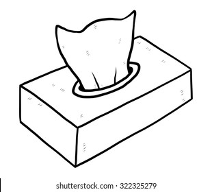 box of tissue paper / cartoon vector and illustration, black and white, hand drawn, sketch style, isolated on white background.