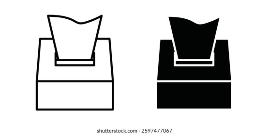 Box tissue vector icon set black filled and outlined style.