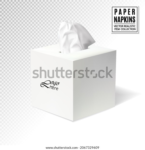 Box of tissues on transparent background.\
Realistic vector, 3d\
illustraton