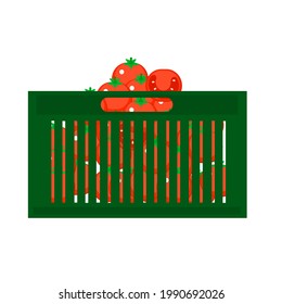 Eine Schachtel Tomate auf weißem Hintergrund.