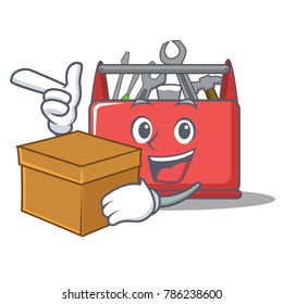 With box tool box character cartoon