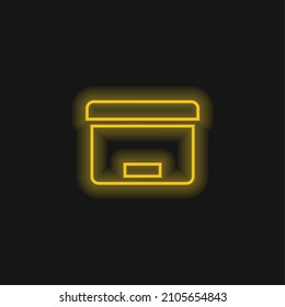 Box Tool For Office Organization yellow glowing neon icon