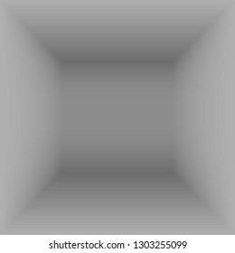 box top view. inner space of the box. grey room. dead end