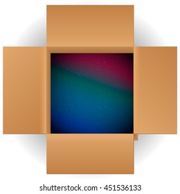 Box top view. Inner space of the box