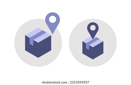 Box tracking map icon, location pin, logotype web website button vector illustration