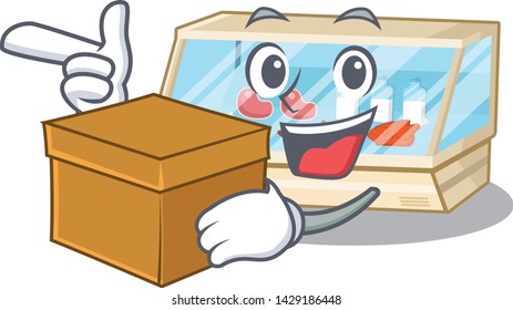 With box trade counter next to cartoon tables