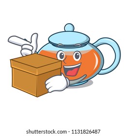 With box transparent teapot character cartoon