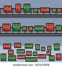 box transport system in the factory pixel art.
