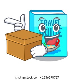 With Box Travel Guide Book Isolated In Cartoon