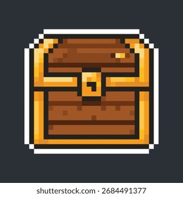 tesouro de caixa em estilo pixel art