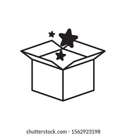 box tricks magic imagination mystery line style icon illustration