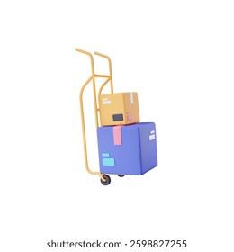 The "Box Trolley 3D Icon" is a modern, high-quality vector design featuring a box trolley. Perfect for logistics, delivery services, and transportation-related projects. Fully customizable 