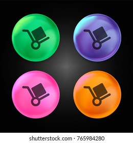 Box trolley crystal ball design icon in green - blue - pink and orange.