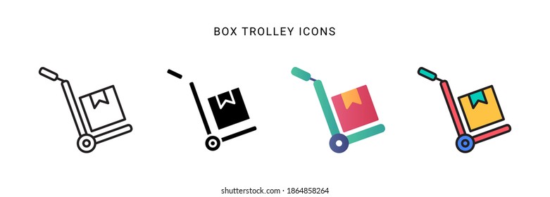 box trolley icon vector with different style design. isolated on white background