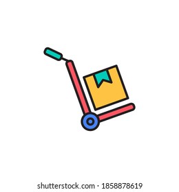 box trolley icon vector filled outline style design. isolated on white background